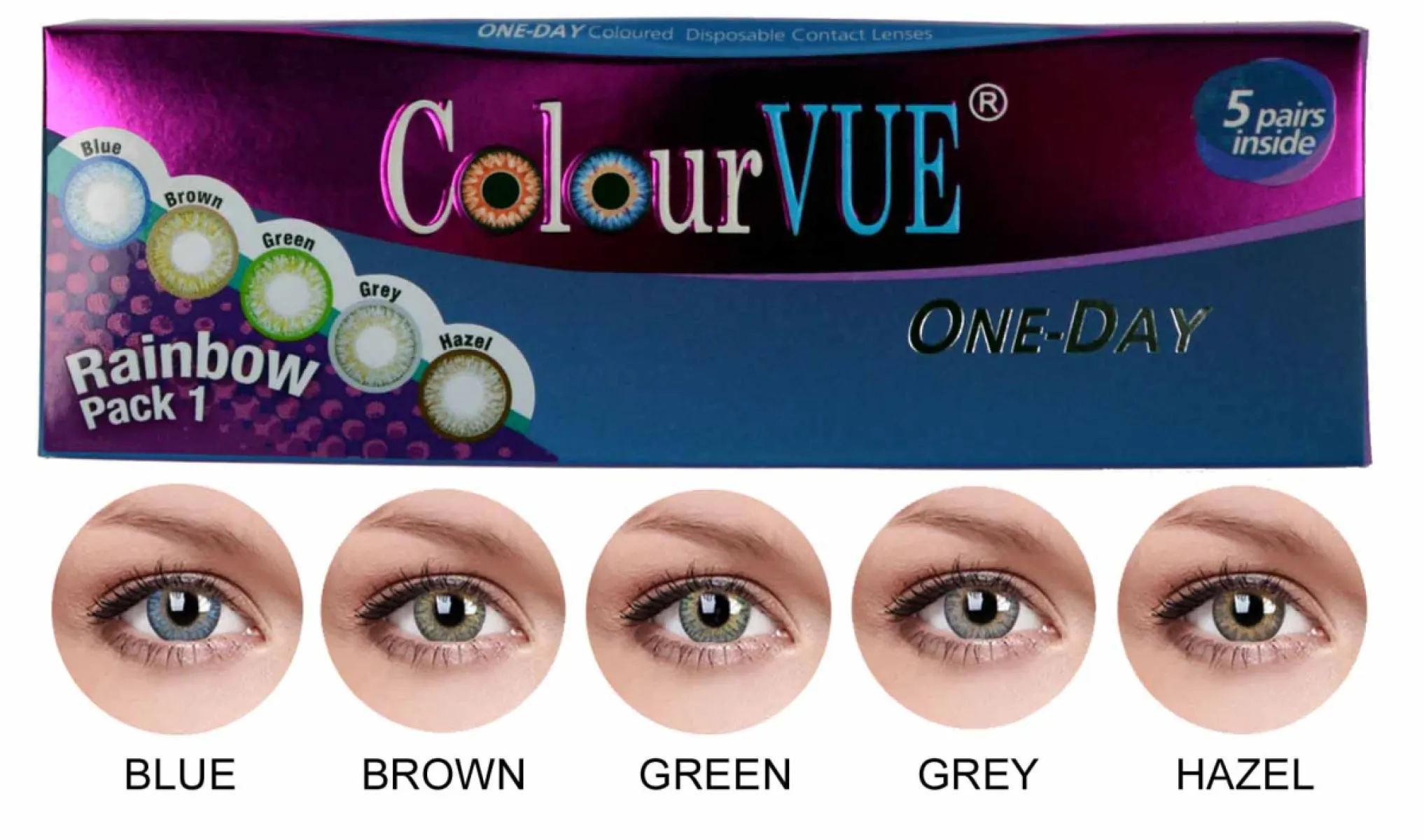 ColourVue Trublends One-Day Rainbow Pack1 - (5 párů barevných šošoviek) - nedioptrické